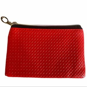 PU Leather Large Slim Wallet Change Purse Business Card Holder in Red, Brand New